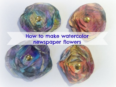 How to make newspaper flowers. DIY Mixed media Watercolor newspaper flowers