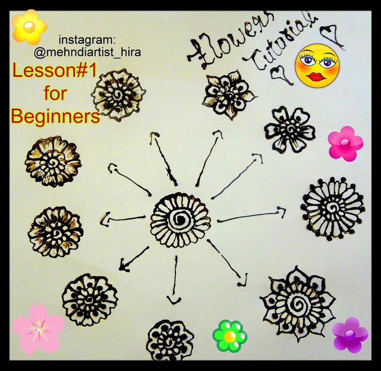 Lesson#1: DIY Henna Mehndi design Tutorial for Beginners(how to make flowers)