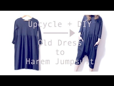Sewing + Refashion DIY Old Dress to Harem Jumpsuit