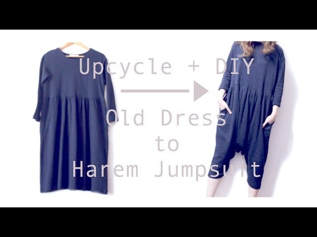 Sewing + Refashion DIY Old Dress to Harem Jumpsuit