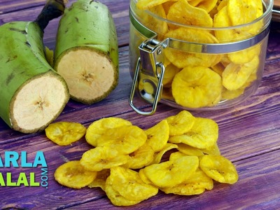 Yellow Banana Chips, Banana Wafers, Raw Banana Wafers by Tarla Dalal
