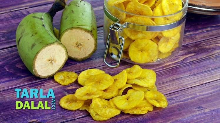 Yellow Banana Chips, Banana Wafers, Raw Banana Wafers by Tarla Dalal