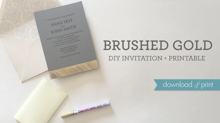 Brushed Gold DIY Wedding Invitation