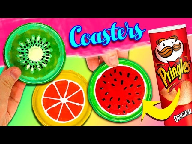 COASTERS DIY * DIY Fruit Coasters with PRINGLES CANS