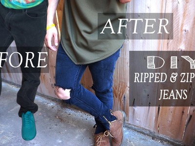 DIY: Baggy Levi Jeans to Ripped & Zippered Jeans | KAD transformation #15