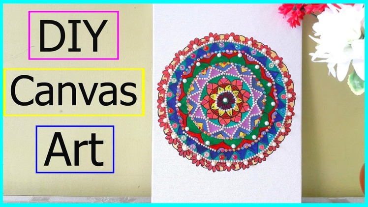 DIY Canvas Art | Ayushi Singh ( Easy Mandala using acrylic paint, stones etc)