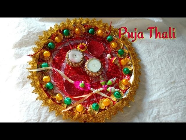 Diy Decorate Pooja Thali How To Rakhi Platter Diwali Puja Thali Karvachauth Puja Thali 4899