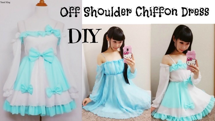 DIY Easy Long Sleeve Off-Shoulder Chiffon Dress from Scratch | DIY Summer Outfit