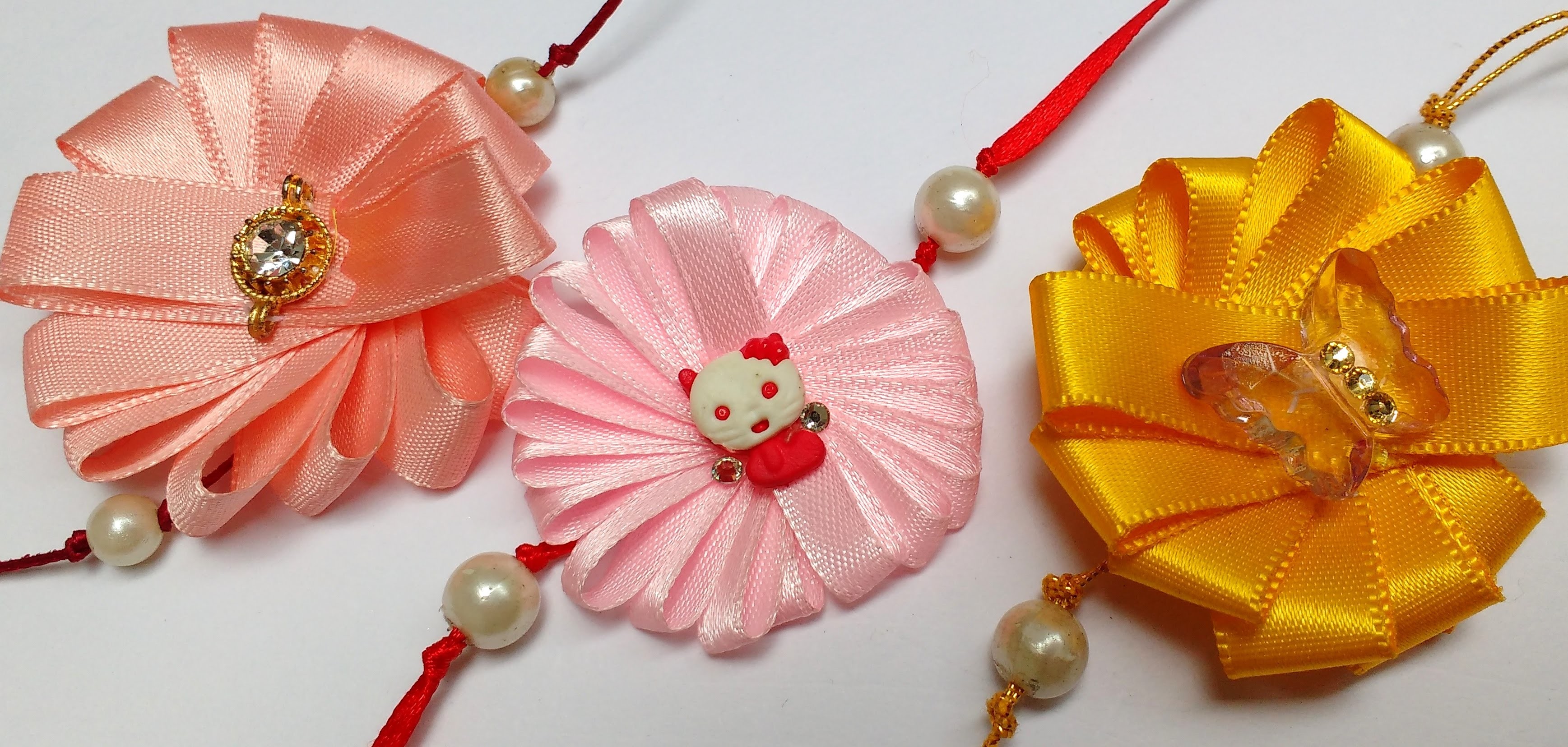 Diy Easy Ribbon Flower Rakhi in 5 Minutes