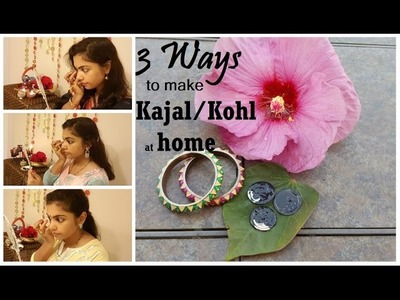 DIY Home made Kajal in 3 ways|Tips to make Kajal smudge free