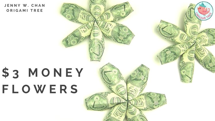 DIY How to Fold $3 Flower - Money Dollar Origami - Paper Crafts