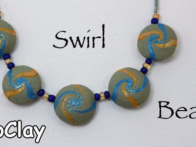 DIY How to make a Swirl bead - Wave necklace - Polymer clay tutorial