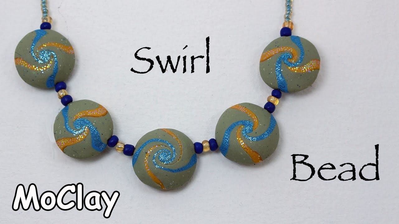 DIY How to make a Swirl bead Wave necklace Polymer clay tutorial