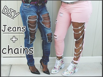 DIY: Instagram Inspired Distressed Jeans + Chains