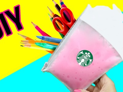 DIY LIQUID SLIME Starbucks Pencil Case! DIY School Supply Project!
