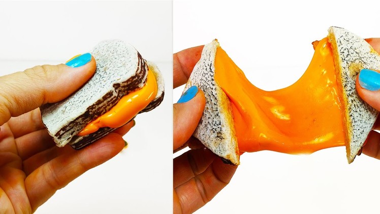 DIY: Make A Toy SLIME Grilled CHEESE Sandwich With Borax & Play Dough! Super Fun, But  NOT Edible!!