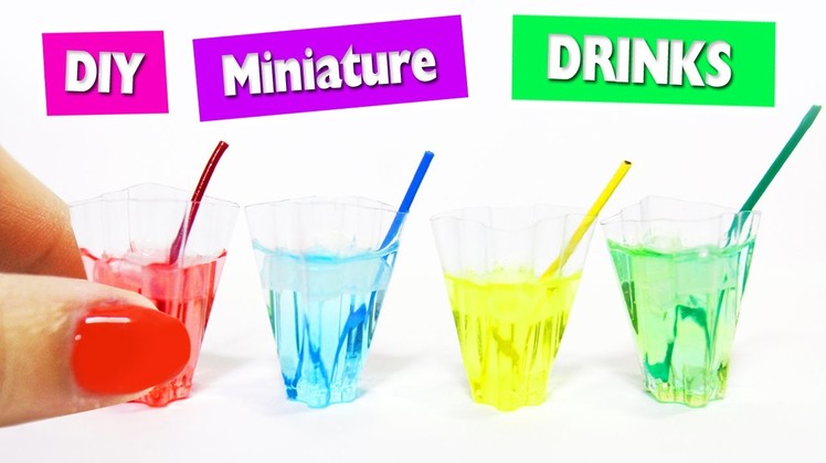 DIY | Mini Drinks with Liquid + Ice - Easy Doll House Crafts