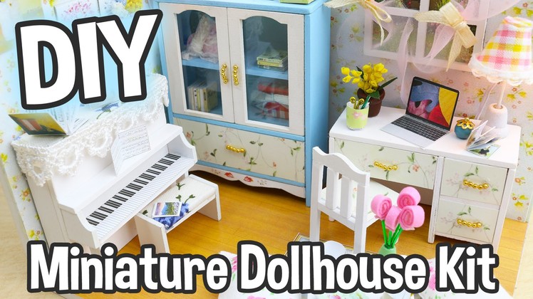 DIY Miniature Dollhouse Kit Cute Room with Working Lights!  Hemiola's Roombox