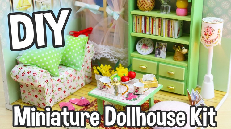DIY Miniature Dollhouse Kit Cute Room with Working Lights!  Family Hall Roombox
