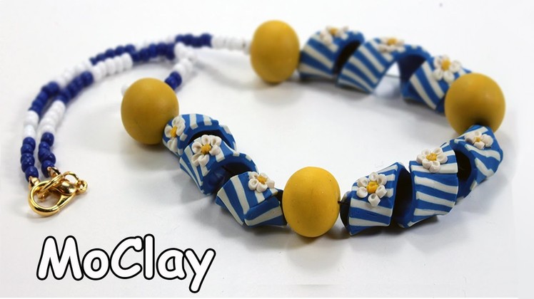 DIY necklace with twisted bead -Polymer clay tutorial