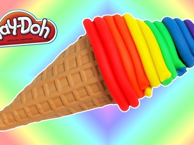 DIY Play Doh Rainbow Ice Cream Cone | Easy to Make Soft Serve Ice Cream!