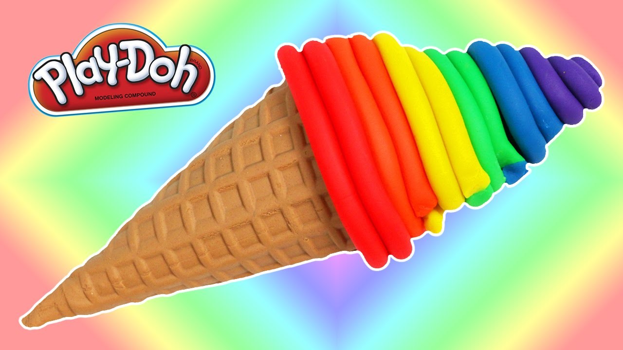 DIY Play Doh Rainbow Ice Cream Cone, Easy to Make Soft Serve Ice Cream!