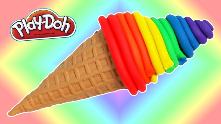 DIY Play Doh Rainbow Ice Cream Cone | Easy to Make Soft Serve Ice Cream!