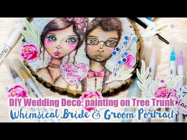 DIY Wedding Decoration: Painting a whimsical Portrait on Wood (Tree Trunk)