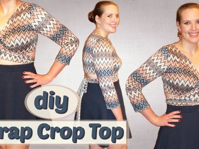DIY Wrap Crop Top w. Sleeves - Stretch Knit Sewing Tutorial