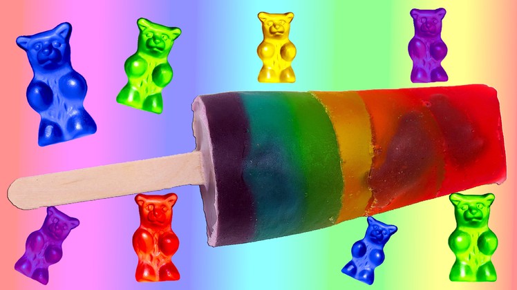 How to Make a Rainbow Jelly Popsicle w. Gummy Bears! Awesome DIY Jello Candy Treat!