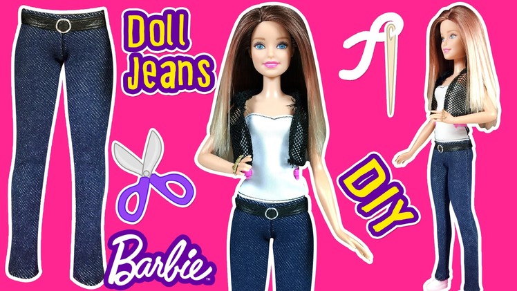 How to Make Barbie Doll Jeans - DIY Barbie Clothes Tutorial - Making Kids Toys