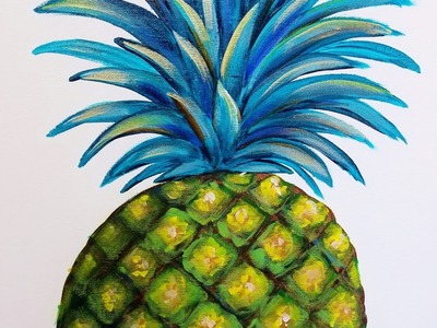 Pineapple Acrylic Painting | Easy Step by Step Beginner Paint Tutorial | DIY Modern Kitchen Art