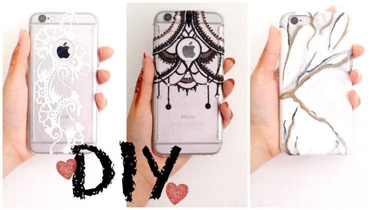 Summer DIY: Easy Phone Case Designs (Marble, White and Black henna)