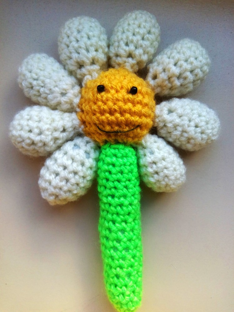 Crochet daisy rattle