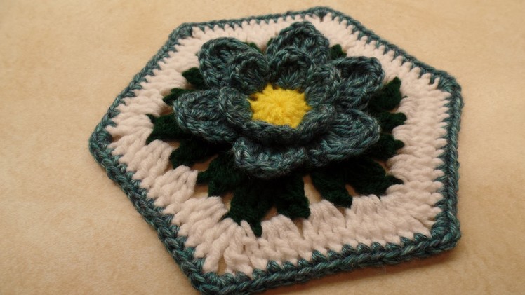 CROCHET How To #Crochet Blue Lotus Flower Granny Hexagon #TUTORIAL #329