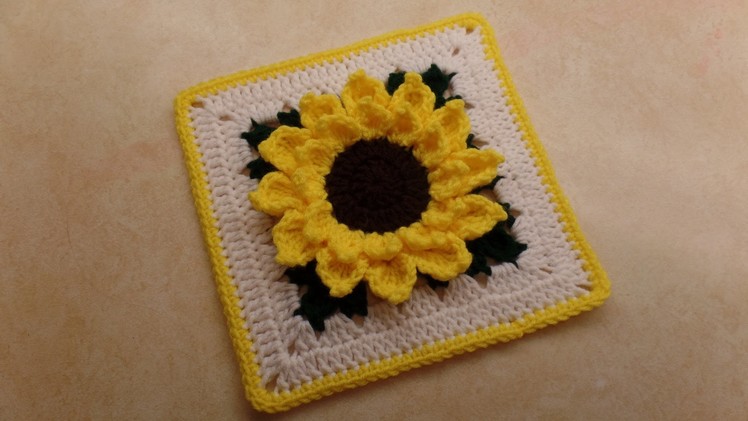CROCHET How To #Crochet #Sunflower Granny Square 10"   TUTORIAL #326