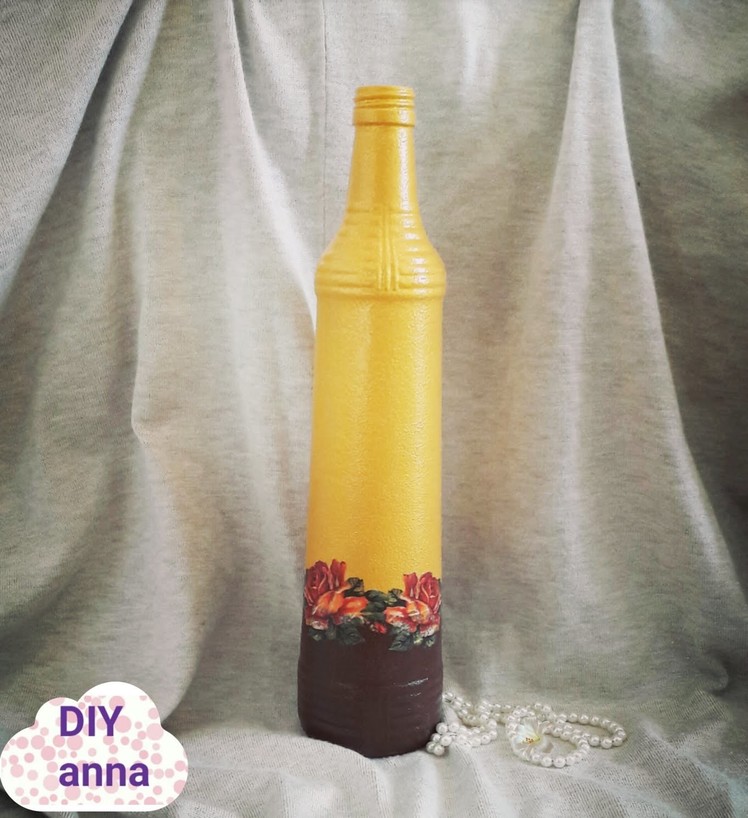 Decoupage bottle DIY ideas decorations crafts tutorial