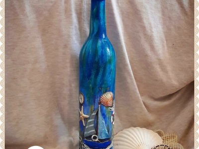 Decoupage sea bottle DIY ideas decorations craft tutorial