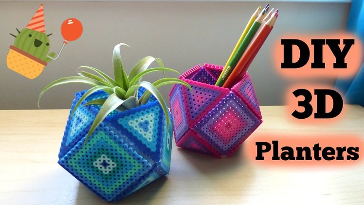DIY 3D Perler Bead Geometric Planters