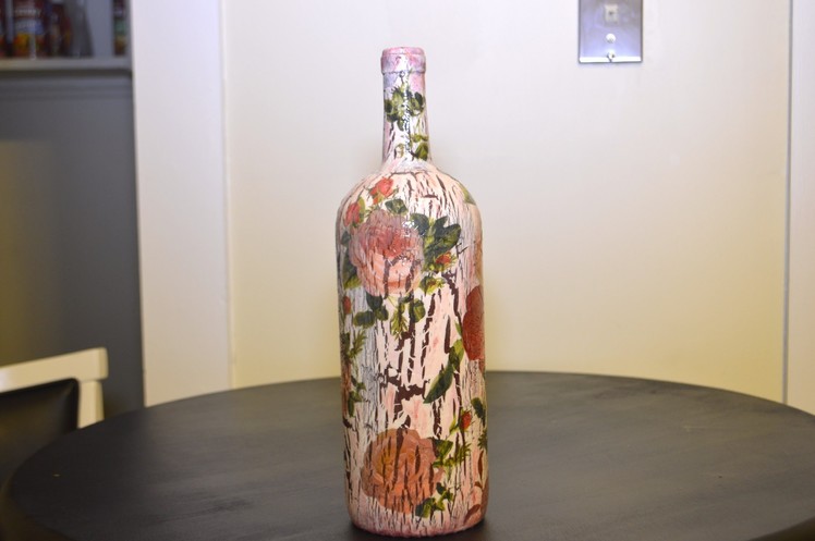 DIY Decoupage Roses.Crackle Wine Bottle Gift? (HD)