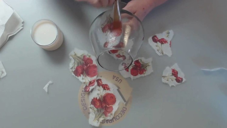 DIY Decoupage with Rice Paper on  a Brandy Glass
