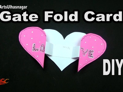 DIY Gate Fold Heart Shape Card  for Scrapbook | How To Make  | JK Arts  1043