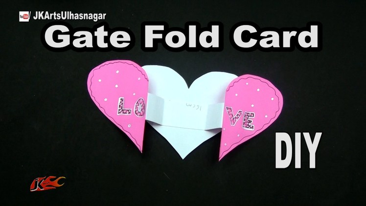 DIY Gate Fold Heart Shape Card  for Scrapbook | How To Make  | JK Arts  1043