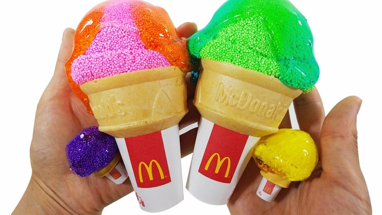 DIY How To Make McDonald's Big And Mini Ice Cream Color Forms Clay slime Toys