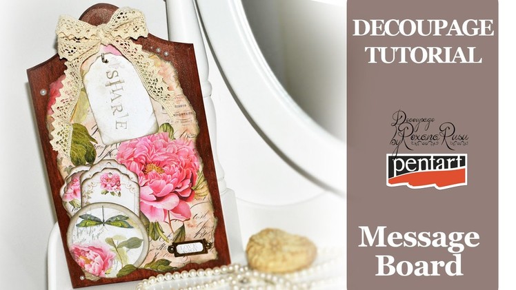 DIY message board - DECOUPAGE TUTORIAL chopping board with scrapbooking papers