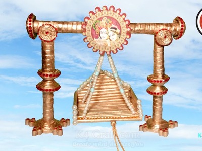 DIY: Newspaper Golden Color Fancy Lord Ganesha (Ganpati) temple for Ganesh Chaturthi -Part #3