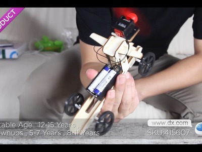 Dx :DIY Educational Assembled Wind Powered Car Vehicle Toy for Kids - Wood