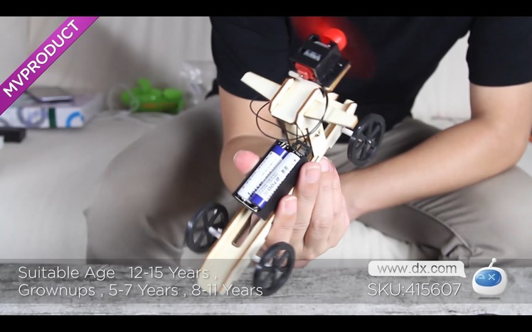 Dx :DIY Educational Assembled Wind Powered Car Vehicle Toy for Kids - Wood