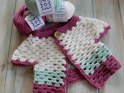 How to Crochet a Baby Cardigan 0-6 months - MillaMia Yarn Review