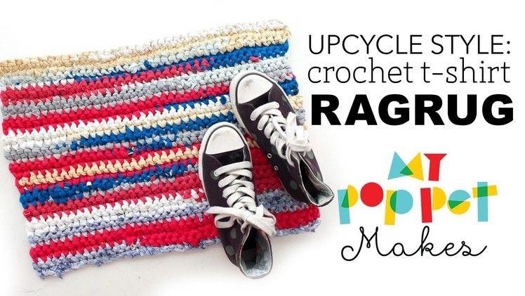 How to Crochet a Rag Rug from Old T-shirts + Single Crochet stitch (US) instructions (Right Handed)